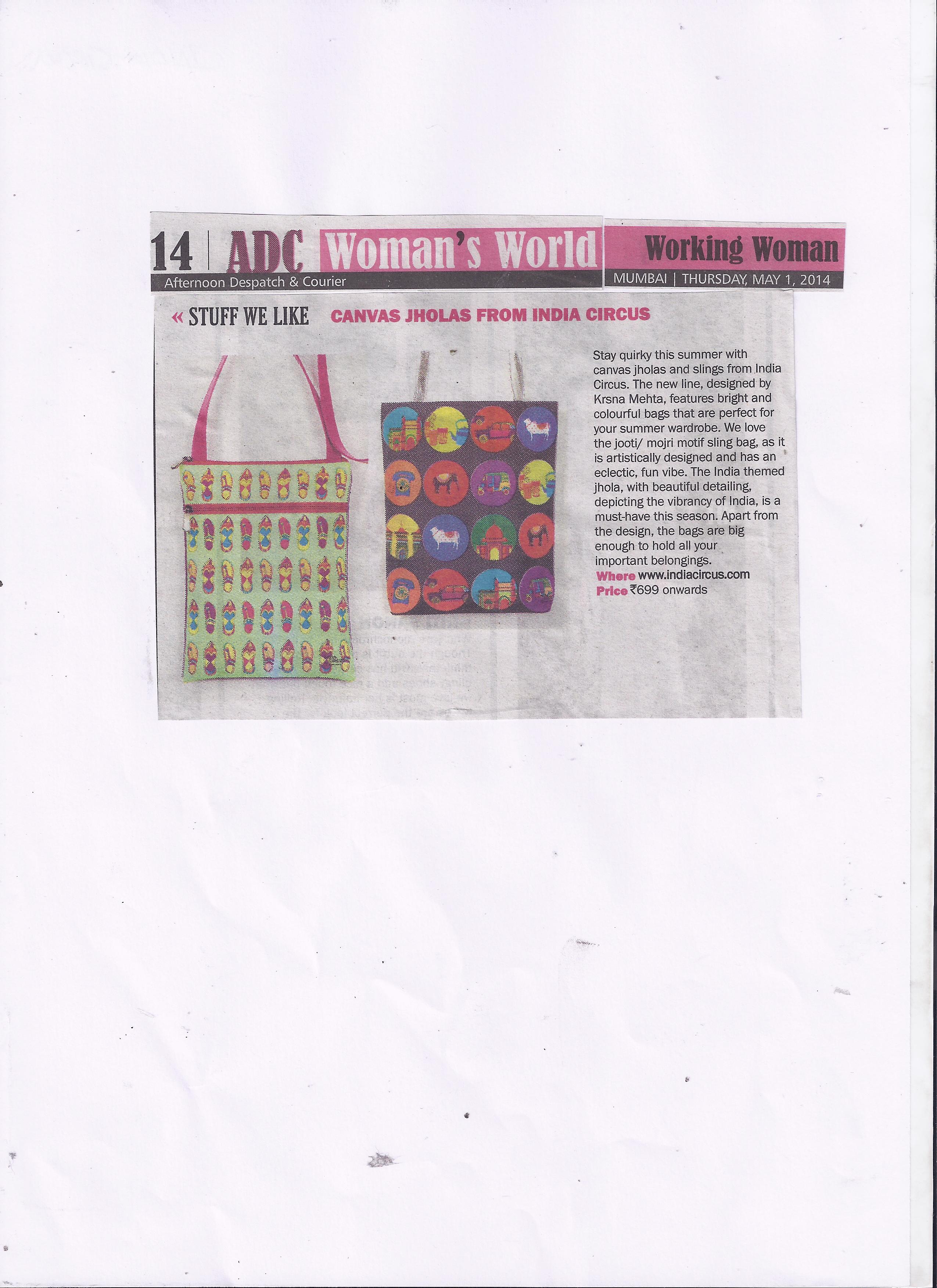 India Circus Canvas Jholas featured in Afternoon Dispatch and Courier