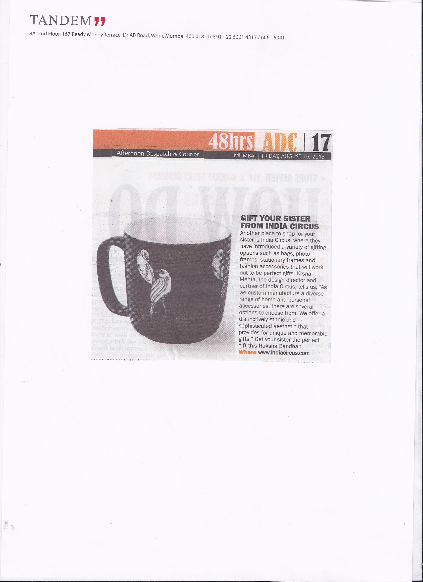 India Circus Featured in Afternoon Dispatch and Courier 