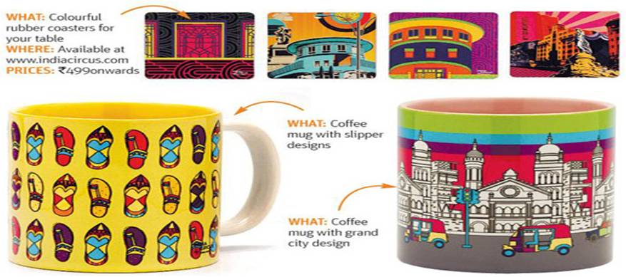 India Circus Designer Mugs and Coasters featured in Shop-Stop - Midday