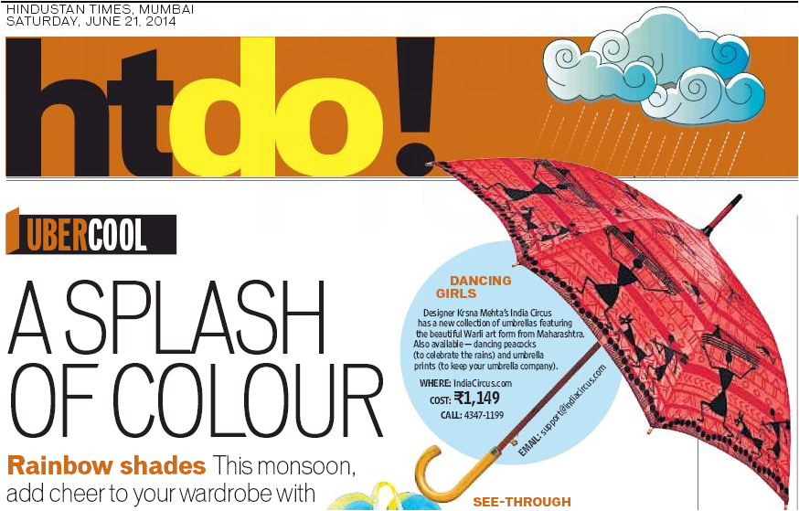 India Circus Warli Umbrella published in HT DO!