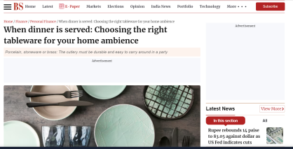 When dinner is served: Choosing the right tableware for your home ambience